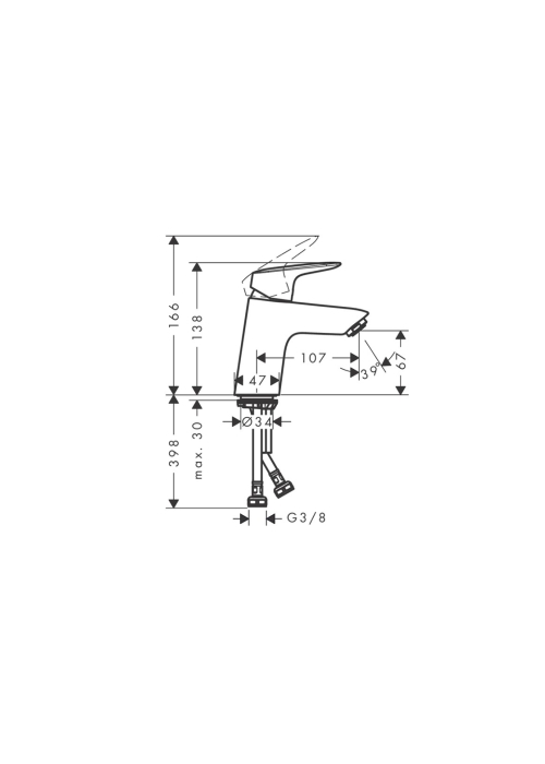 Змішувач Hansgrohe Logis 70 для умивальника з донним клапаном push-open, Matt Black (71077670)