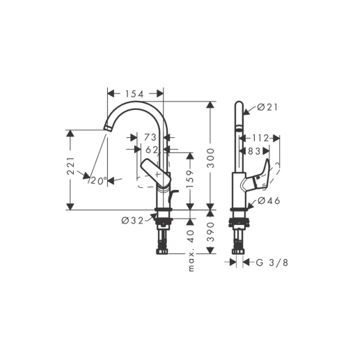 Змішувач Hansgrohe Logis 210 для умивальника, Matt Black (71130670)