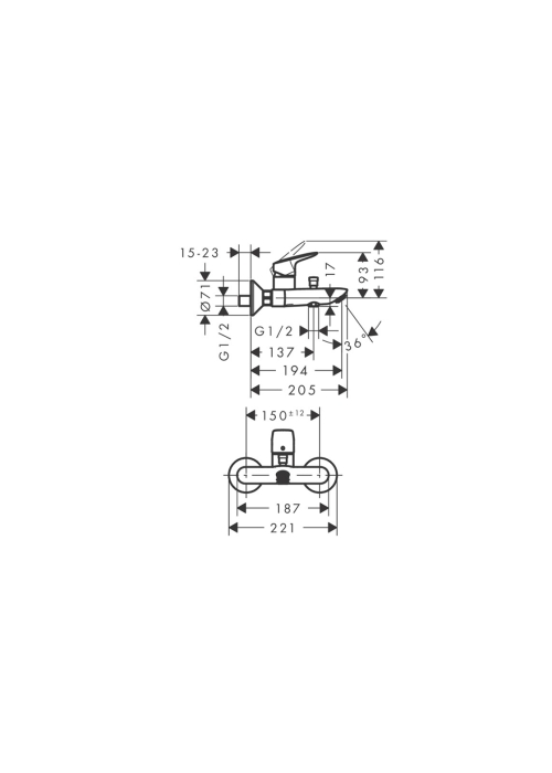 Змішувач Hansgrohe Logis для ванни, Matt Black (71400670)