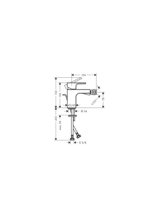 Смеситель Hansgrohe Vernis Shape для биде с металлическим донным клапаном Chrome (71219000)