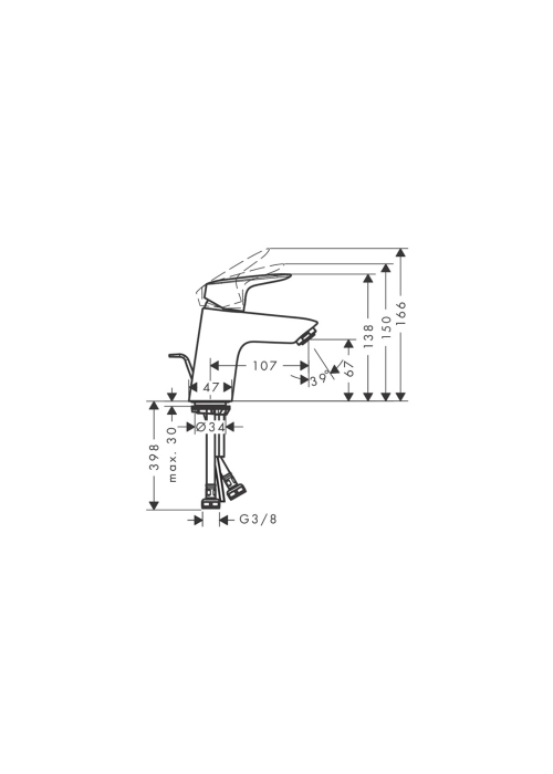 Змішувач для умивальника Hansgrohe Logis 70 CoolStart 2Flow , Chrome (71075000)