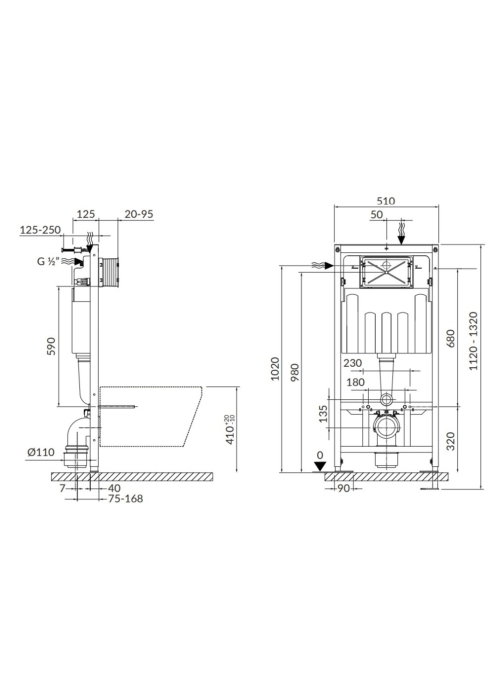 Інсталяція Cersanit B599 TECH LINE BASE з кнопкою BASE CIRCLE + підвісний унітаз ARTECO CLEAN ON із сидінням (S701-627)