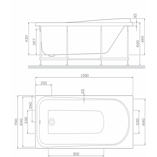 Каркас для ванни AM.PM Like 150х70 W80A-150-070W-R