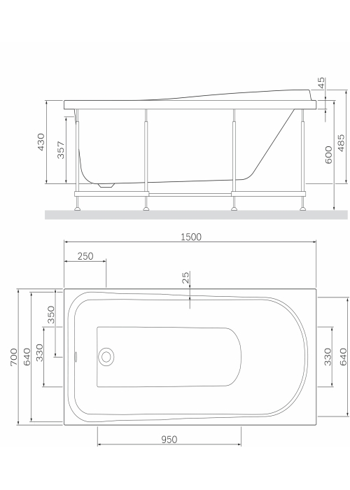 Каркас для ванни AM.PM Like 150х70 W80A-150-070W-R