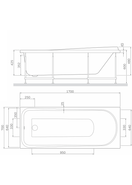 Панель для ванни фронтальна AM.PM Like 170х70 W80A-170-070W-P