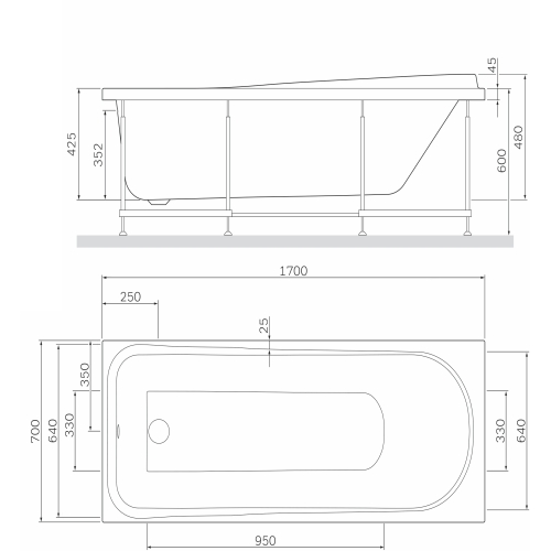 Каркас для ванни AM.PM Like 170х70 W80A-170-070W-R