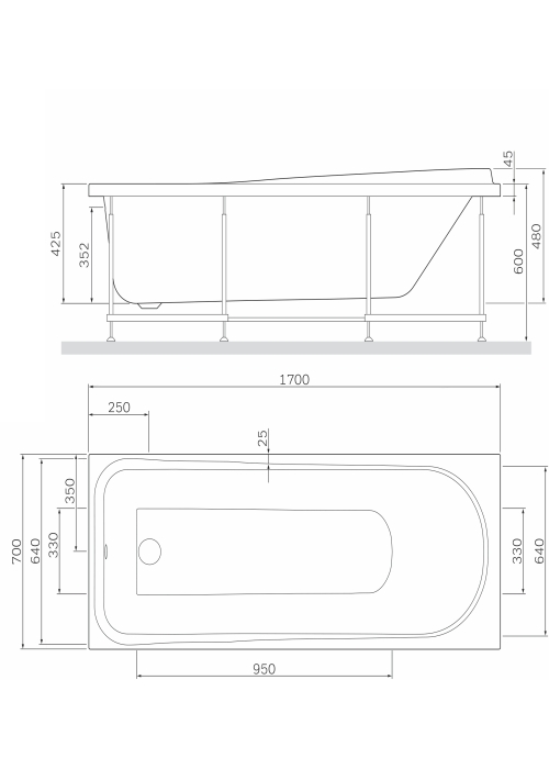 Каркас для ванни AM.PM Like 170х70 W80A-170-070W-R