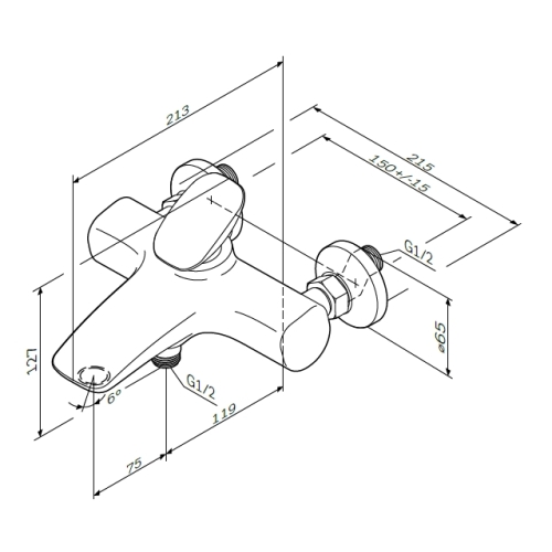 Змішувач для ванни та душу AM.PM Spirit V2.0 F70A10000