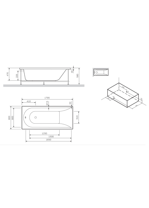 Панель для ванни фронтальна AM.PM Spirit 180х80 W72A-180-080W-P2