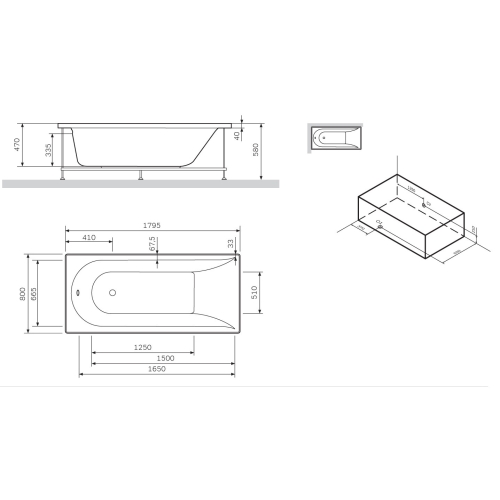 Каркас для ванни AM.PM Spirit 180х80 W72A-180-080W-R2