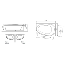 Каркас для ванни AM.PM Bliss L 170x115 лівосторонній W53A-170L115W-R