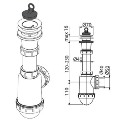 Сифон Alcaplast A442-DN50/40 для миття з пластмасовою решіткою