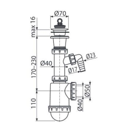 Сифон Alcaplast A442P-DN50/40 для миття з пластмасовою решіткою