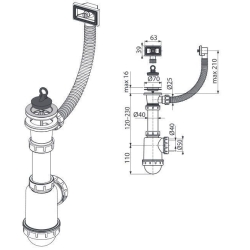 Сифон Alcaplast A444-DN50/40 для миття з нержавіючої решіткою d70 та гофропереливом