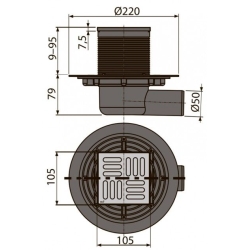 Сливной трап Alcaplast APV31 105x105/50мм  гидрозатвором SMART 