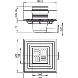 Сливной трап Alcaplast APV1324 105x105/50 мм комбинированный затвор SMART с зажимным фланцем