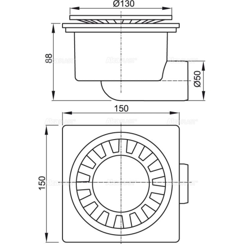 Зливний трап Alcaplast APV15 150x150/50