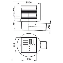 Сливной трап Alcaplast APV31 105x105/50 мм