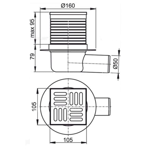 Зливний трап Alcaplast APV31 105x105/50 мм