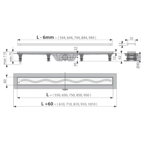 Водостічний жолоб Alcaplast APZ8-750m