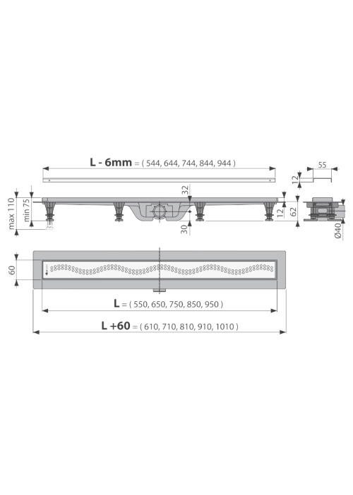 Водостічний жолоб Alcaplast APZ8-750m