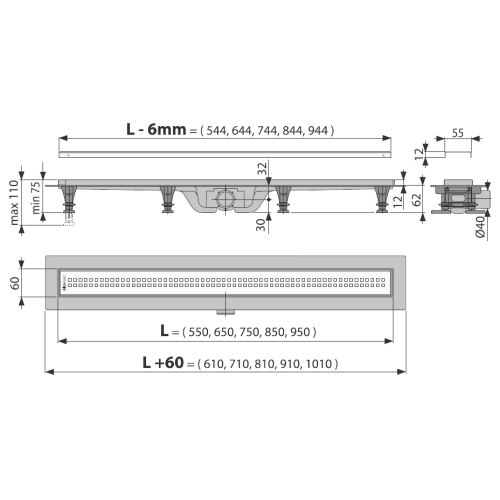 Жолоб водостічний Alcaplast APZ9-850m