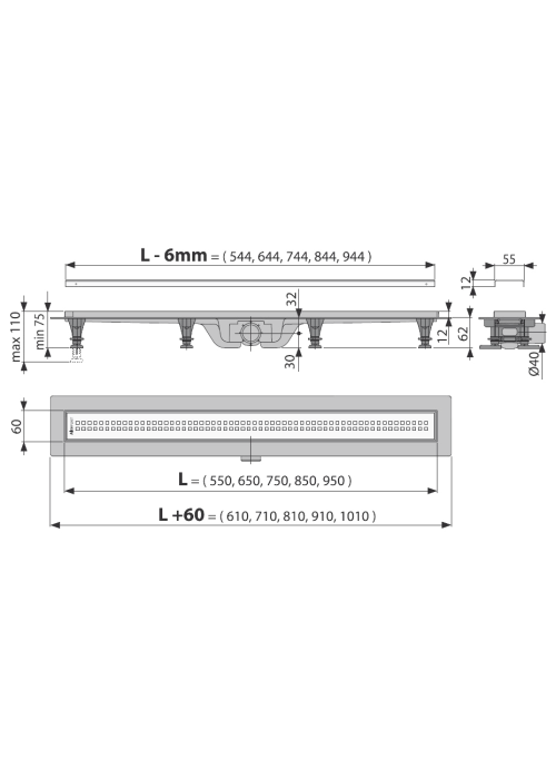 Жолоб водостічний Alcaplast APZ9-850m