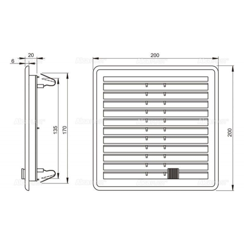 Вентиляційні грати Alcaplast AVM200UZ 200x200 з пружинками