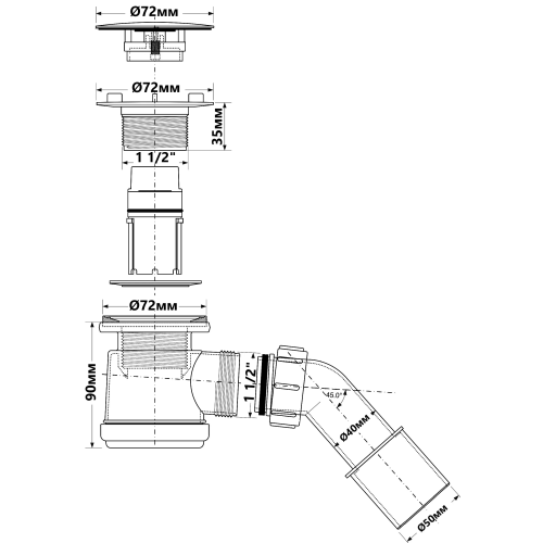 Сифон McALPINE для душового піддону HC26-SS