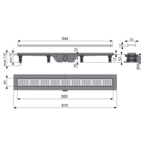 Водостічний жолоб Alcaplast APZ10-550M