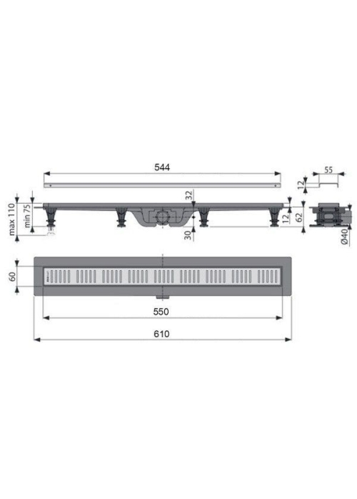 Водостічний жолоб Alcaplast APZ10-550M