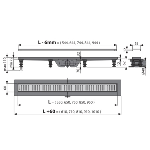 Водостічний жолоб Alcaplast APZ10-650M