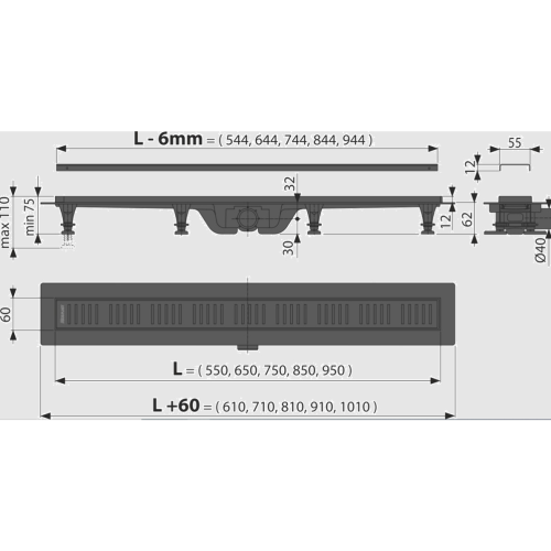 Жолоб водостічний Alcaplast Black APZ10BLACK-550M