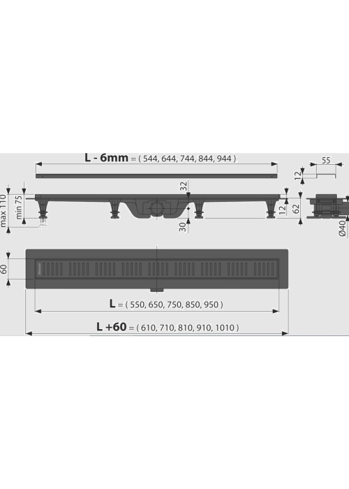 Водосточный желоб Alcaplast Black APZ10BLACK-550M