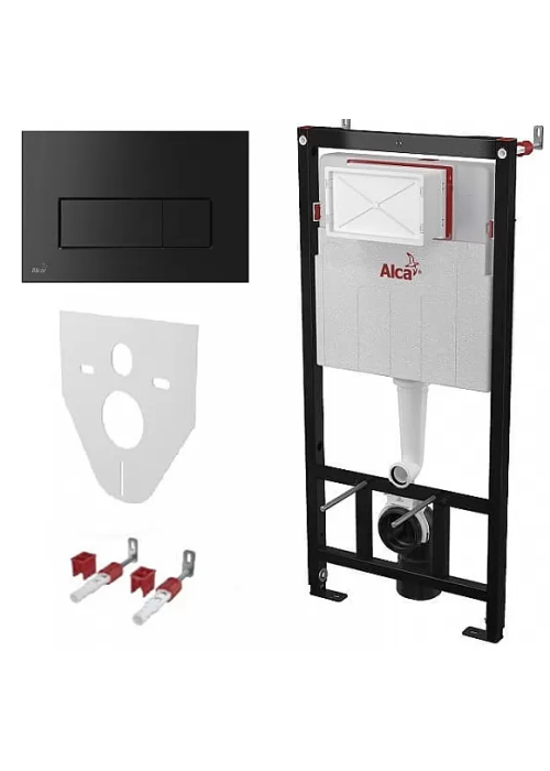 Інсталяційна система для підвісного унітазу AlcaPlast A101/1200 + клавіша M578 чорна AM101/1120-4:1 UA M578-0001