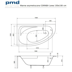 Ванна акрилова BESCO Cornea 150х100 лівостороння NAVARA05392