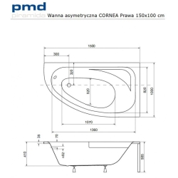 Ванна акрилова BESCO Cornea 150х100 правостороння NAVARA03750