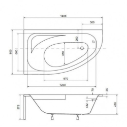 Ванна акрилова BESCO Cornea 140х80 лівостороння 00000008566