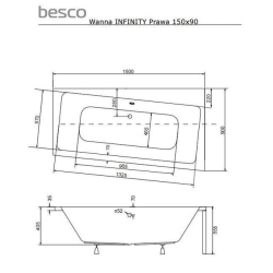 Ванна акриловая BESCO Infinity 150х90 правосторонняя 00000011104