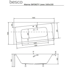 Ванна акрилова BESCO Infinity 160х100 лівостороння 00000012903