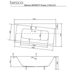 Ванна акрилова BESCO Infinity 170х110 правостороння 00000011106