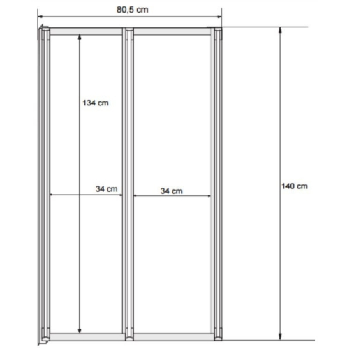 Шторка двоелементна Besco PMD Ambition Premium -2S 80,5х140 хром, 00000011147