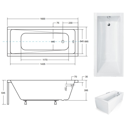 Ванна акрилова BESCO Modern 160х70 00000012984