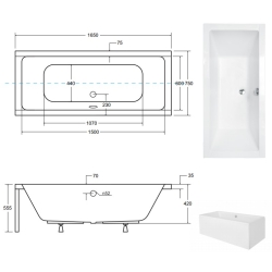 Ванна акриловая BESCO QUADRO 165х75 00000011330