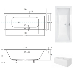 Ванна акриловая BESCO QUADRO 170х75 00000013447