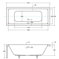 Панель для ванни BESCO QUADRO 175x80 комплект (передня + збоку), QUADRO/175/80