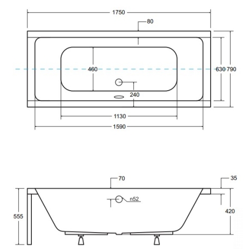 Панель для ванни BESCO QUADRO 175x80 комплект (передня + збоку), QUADRO/175/80