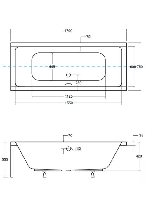 Панель для ванны BESCO QUADRO 170x75 комплект (передняя+ боковая), QUADRO/170/75