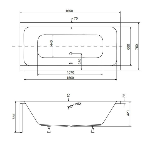 Панель для ванни BESCO QUADRO 165x75 комплект (передня + збоку), QUADRO/165/75