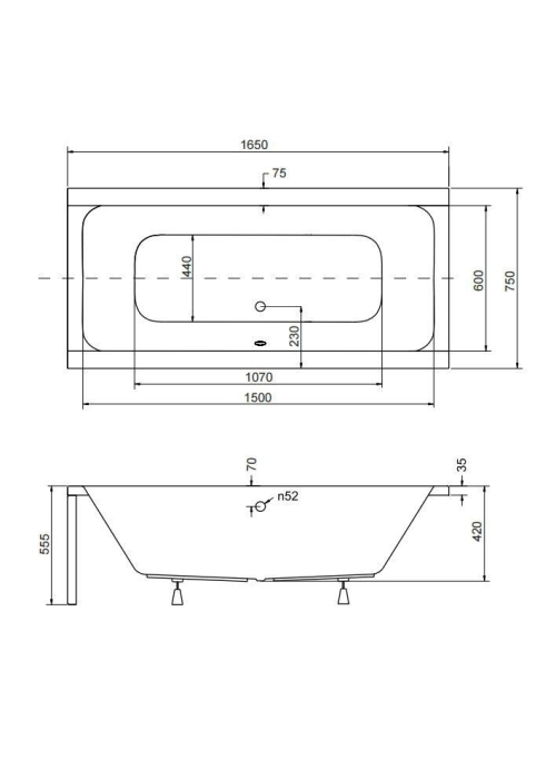 Панель для ванни BESCO QUADRO 165x75 комплект (передня + збоку), QUADRO/165/75